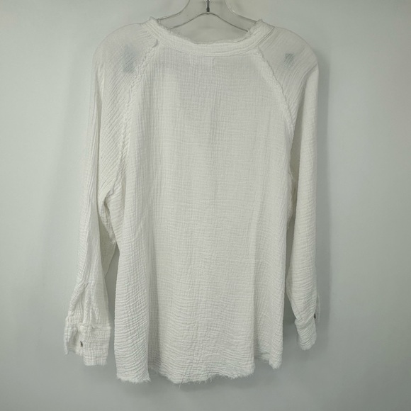 4our Dreamers Cotton Button Down Casual Shirt White Pocket Lightweight Medium - Picture 5 of 6